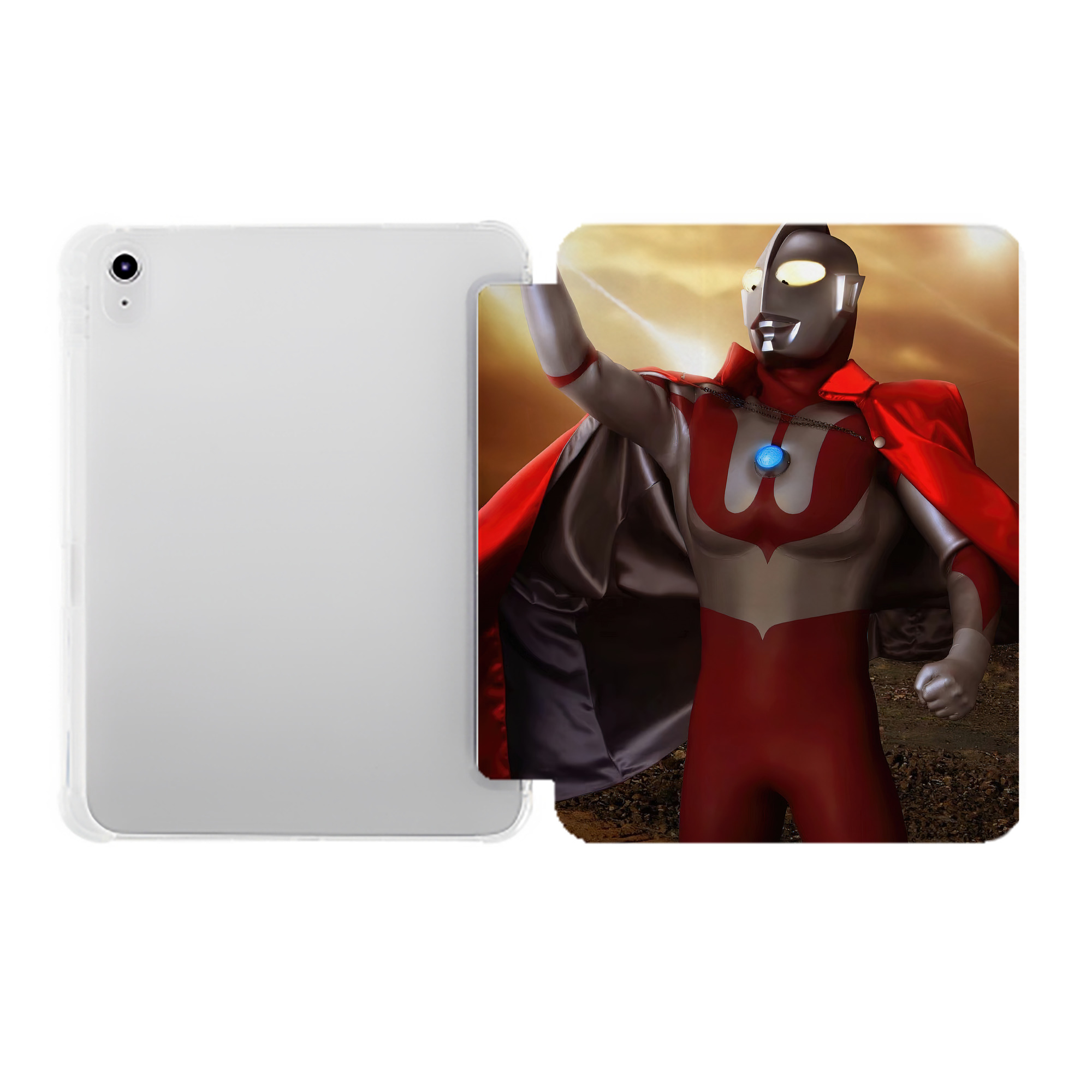 （画像用） ウルトラマン Ultraman IPad ケース ペン収納付き 三つ折りスタンド PUレザー×シリコン 対応機種9.5/10.5/10.9インチ